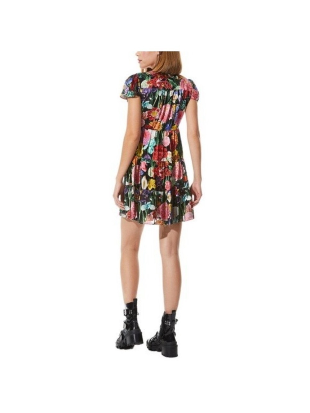 NWT Alice + Olivia Meeko Tiered Floral Shirt Dress Botanical Garden Size 8 - Picture 4 of 10
